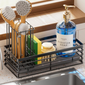 Stainless Steel Sponge Holder Sink Caddy w/Drying Mat