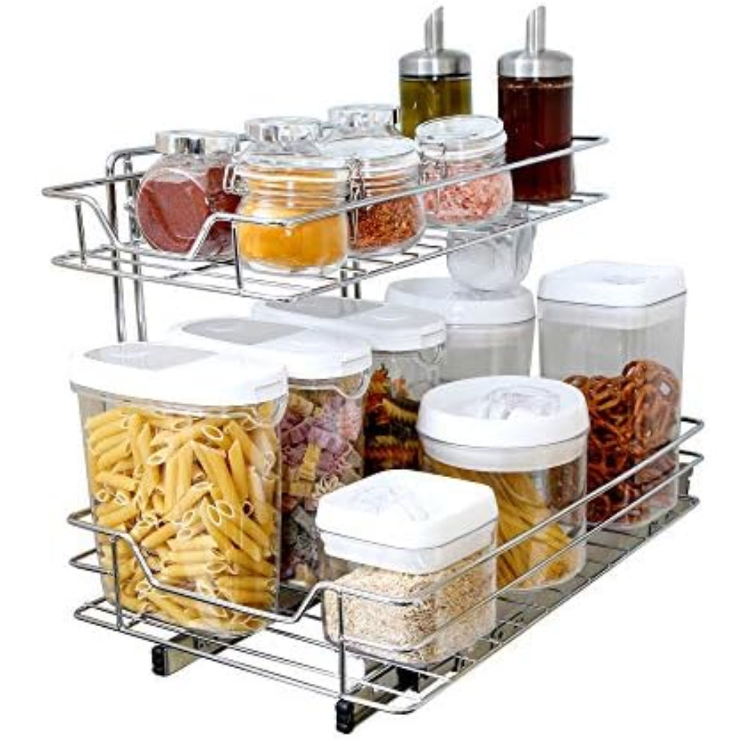 2-Tier Pull Out Cabinet Shelf