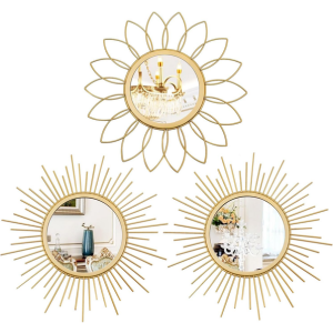 3-Pack Metal Sunburst Wall Mirror