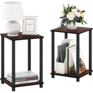 Furinno 2-Pack 2-Tier Turn-N-Tube End Table Set