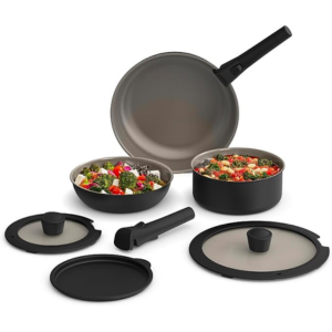Bella 8-Piece Cookware Set w/Detachable Handles