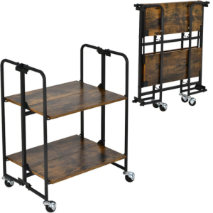 Giantex 2-Tier Foldable Rolling Cart