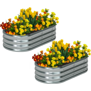 2-Pack 4' Outdoor Galvanized Metal Raised Garden Bed