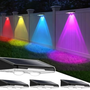 Brightever 4-Pack Outdoor Solar Fence RGB LED Lights