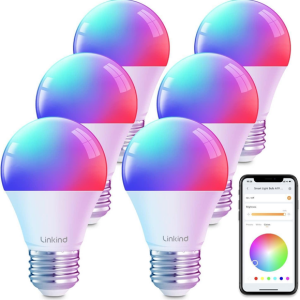 Linkind 6-Pack RGBTW Dimmable Smart Light Bulbs