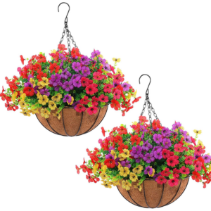 2-Piece Artificial Hanging Flowers Planters