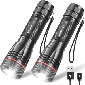 2-Pack Rechargeable Tactical LED Flashlights