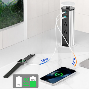 Retractable 20W Pop-Up Countertop Outlet w/USB