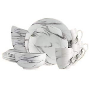 16-Piece Marble Porcelain Dinnerware Set