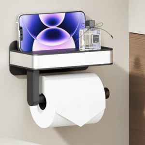 Wall Mount Toilet Paper Holder w/Shelf