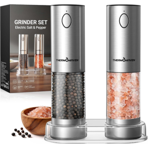 ThermoMaven 2-Pack Rechargeable Electric Salt & Pepper Grinder Set