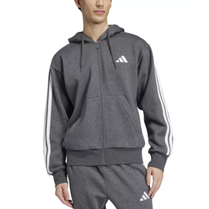 Adidas Men's 3-Stripes Full-Zip Fleece Hoodie