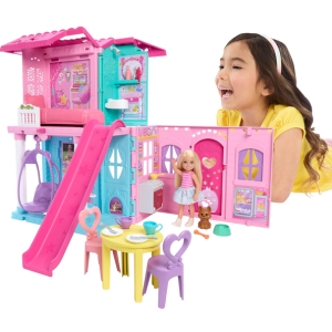 Barbie Chelsea Pop-Up Dollhouse Playset w/Play Areas & Slide